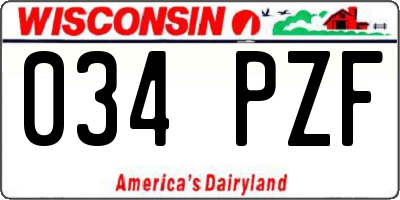 WI license plate 034PZF