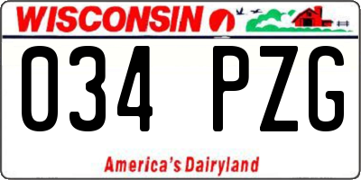 WI license plate 034PZG