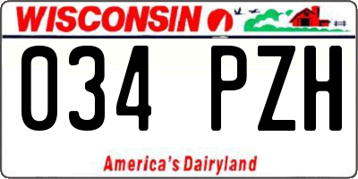 WI license plate 034PZH
