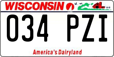 WI license plate 034PZI