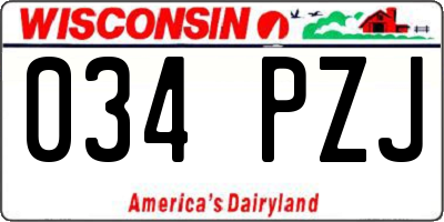 WI license plate 034PZJ
