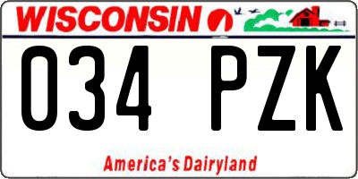 WI license plate 034PZK