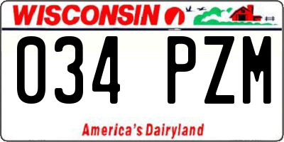 WI license plate 034PZM