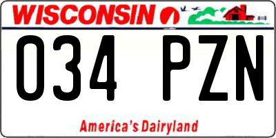 WI license plate 034PZN