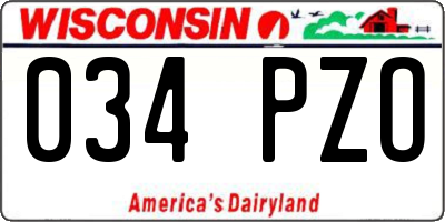 WI license plate 034PZO