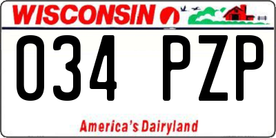 WI license plate 034PZP