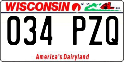 WI license plate 034PZQ