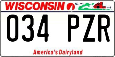 WI license plate 034PZR