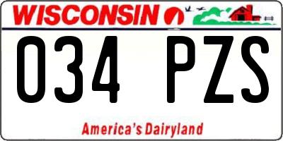 WI license plate 034PZS