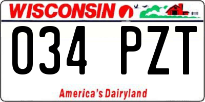 WI license plate 034PZT