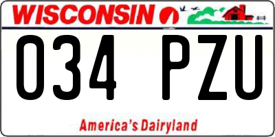 WI license plate 034PZU