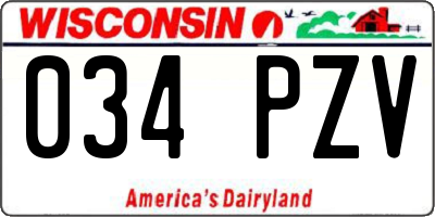 WI license plate 034PZV