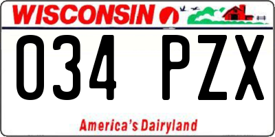 WI license plate 034PZX