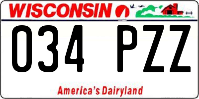 WI license plate 034PZZ