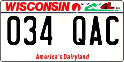 WI license plate 034QAC