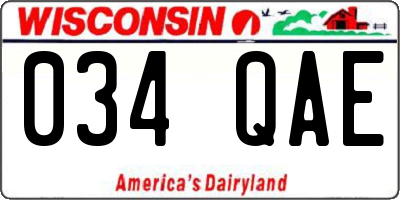 WI license plate 034QAE