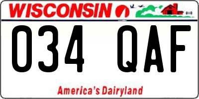 WI license plate 034QAF