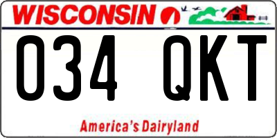 WI license plate 034QKT