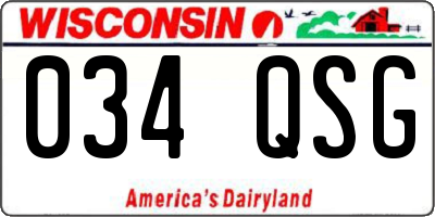 WI license plate 034QSG