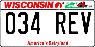 WI license plate 034REV