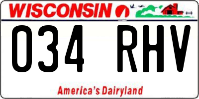 WI license plate 034RHV