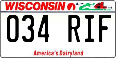 WI license plate 034RIF