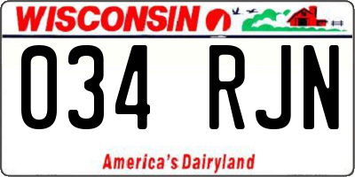 WI license plate 034RJN
