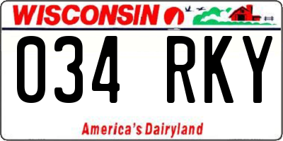 WI license plate 034RKY