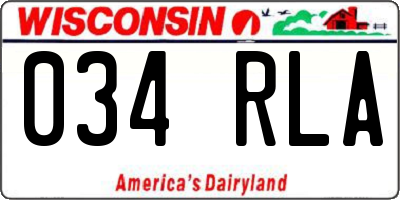 WI license plate 034RLA