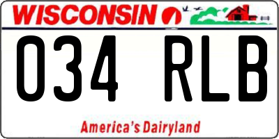 WI license plate 034RLB