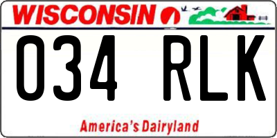 WI license plate 034RLK