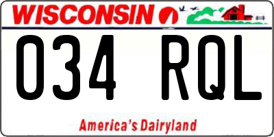 WI license plate 034RQL