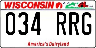 WI license plate 034RRG