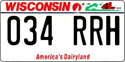 WI license plate 034RRH