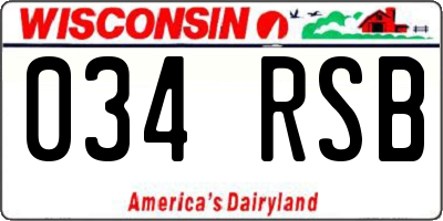 WI license plate 034RSB