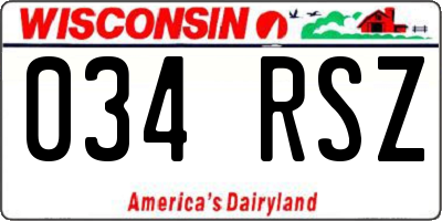 WI license plate 034RSZ