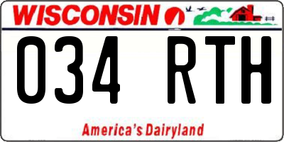 WI license plate 034RTH