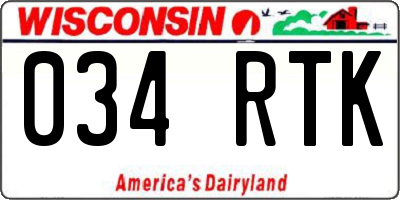 WI license plate 034RTK