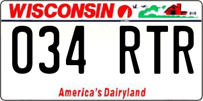 WI license plate 034RTR