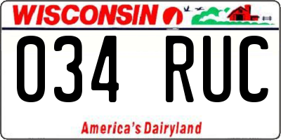 WI license plate 034RUC