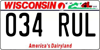 WI license plate 034RUL