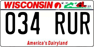 WI license plate 034RUR