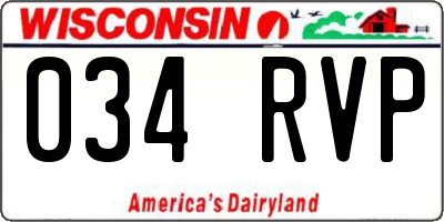 WI license plate 034RVP