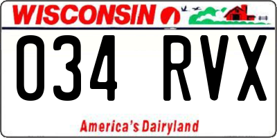 WI license plate 034RVX