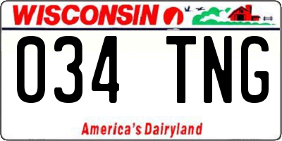 WI license plate 034TNG