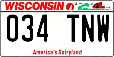 WI license plate 034TNW