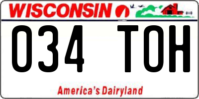 WI license plate 034TOH