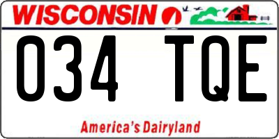 WI license plate 034TQE