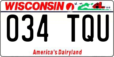 WI license plate 034TQU