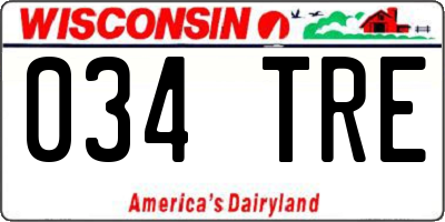 WI license plate 034TRE